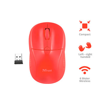MOUSE TRUST ROJO / NEGRO WIRELES